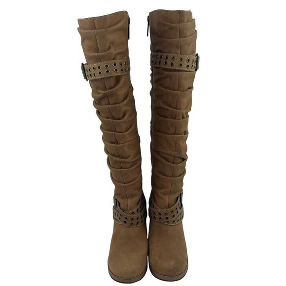 Harley Davidson Women Sz 6.5 Maribel Suede Leather Tall Slouch Heeled Zip Boots - Picture 2 of 16